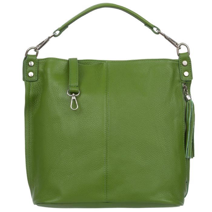 VERA PELLE torebka damska skórzana worek z paskiem V388 c.limonkowa