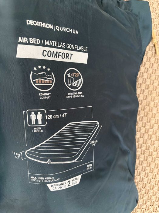Quechua colchão, saco-cama, almofada de campismo e bomba elétrica
