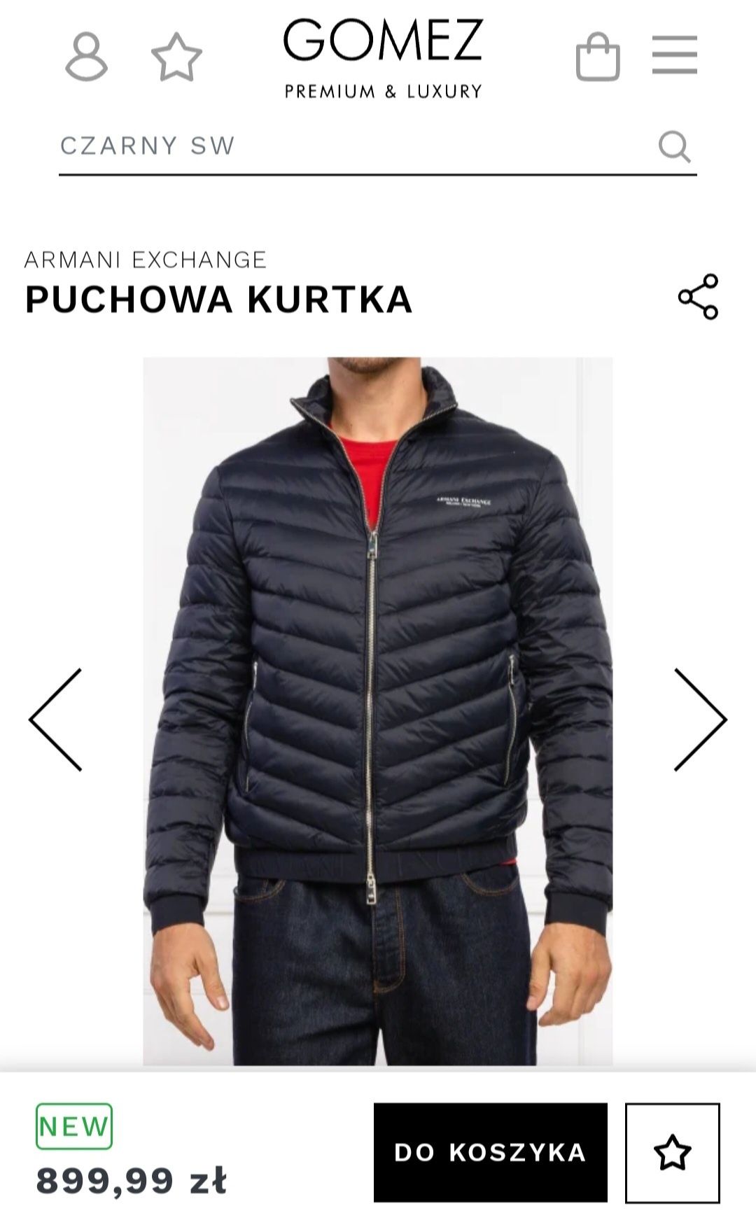 Armani Exchange nowa kurtka puchowa męska r. XXL