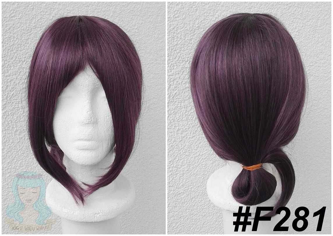 Fioletowa krótka peruka z koczkiem Reze Chainsaw Man cosplay wig