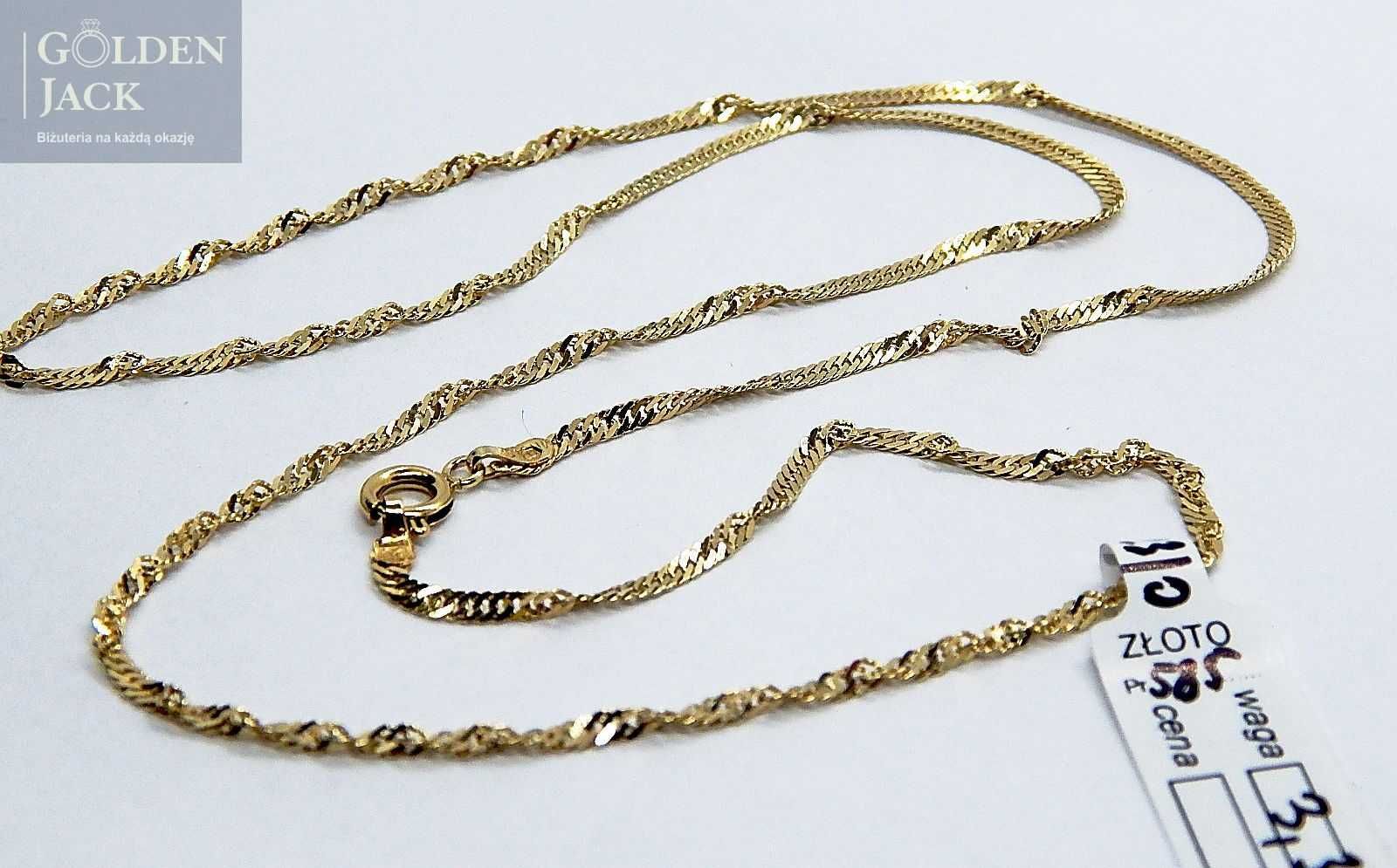 Złoty łańcuszek splot Singapur złoto pr. 585 długość 53 cm waga 3,39 g