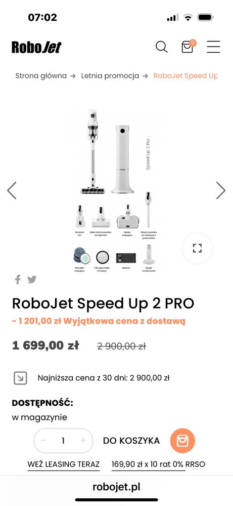 Robojet speed up 2 pro odkurzacz myjacy