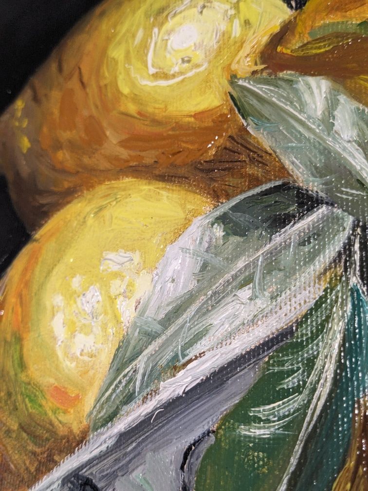 Картина маслом олією натюрморт лимони гроші подарунок в офіс декор