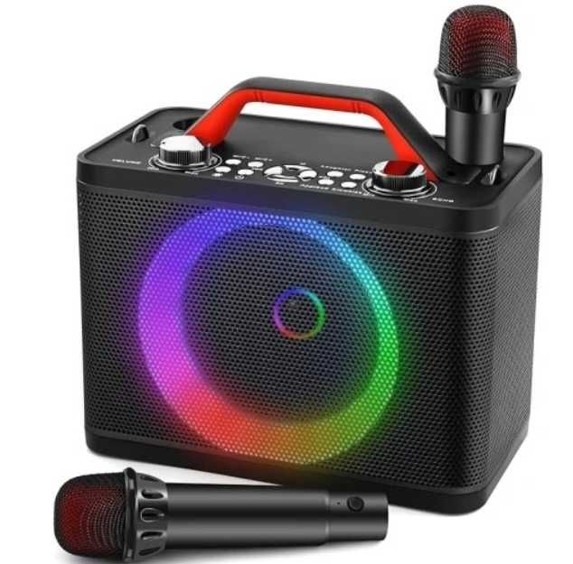 System karaoke ALPOWL z mikrofonem, światłami do użytku na zew/wewn.