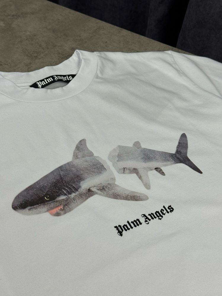 Футболка palm angels shark біла футболка палм ангелс з акулою