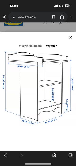 Stolik do przewijania Ikea Smagora + zestaw organizerów