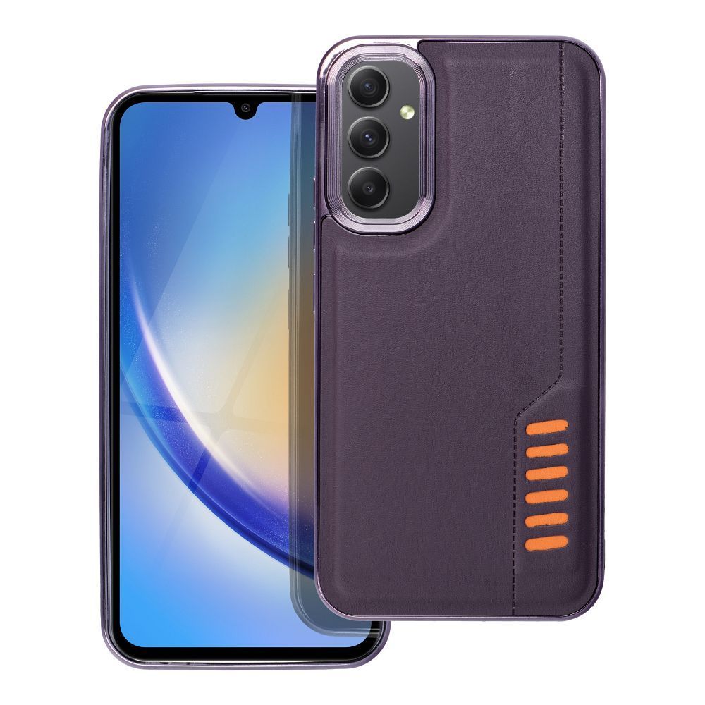 Etui Case Plecki Milano Samsung A34 5G Ciemny Fiolet + Szkło 9H