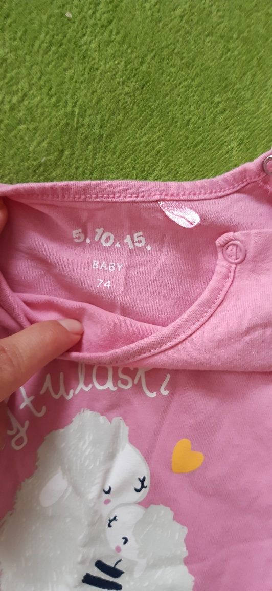 Bluzka 74 długi rekaw 5 10 15 bluzeczka dziewczeca niemowleca różowa
