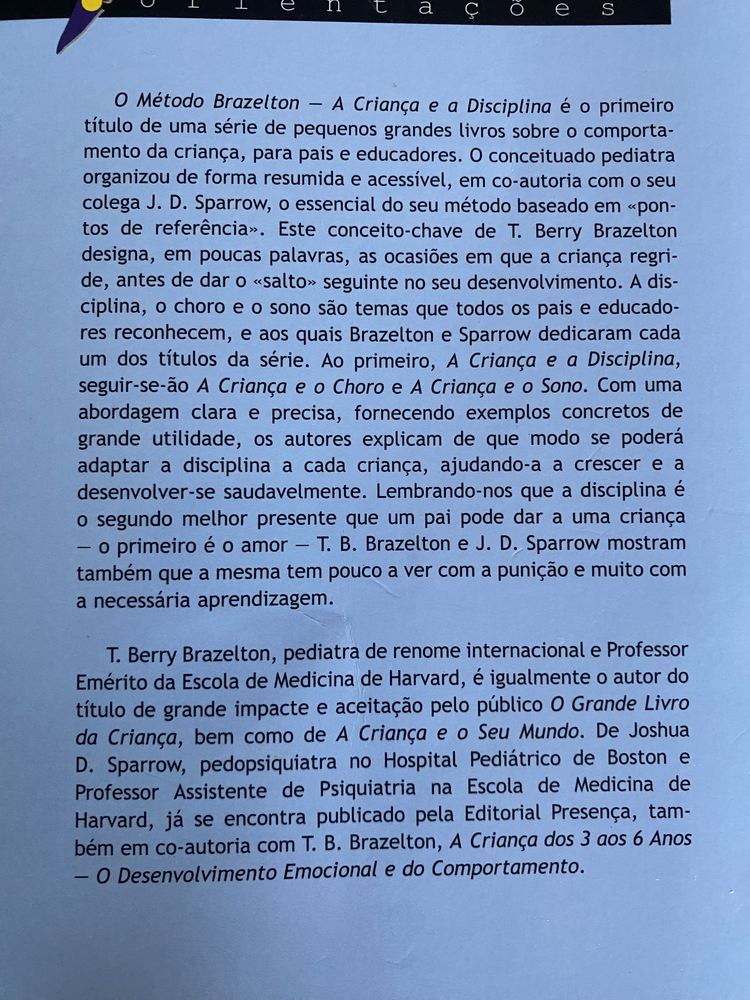 Livro “A criança e a disciplina” de T. Berry Brazelton