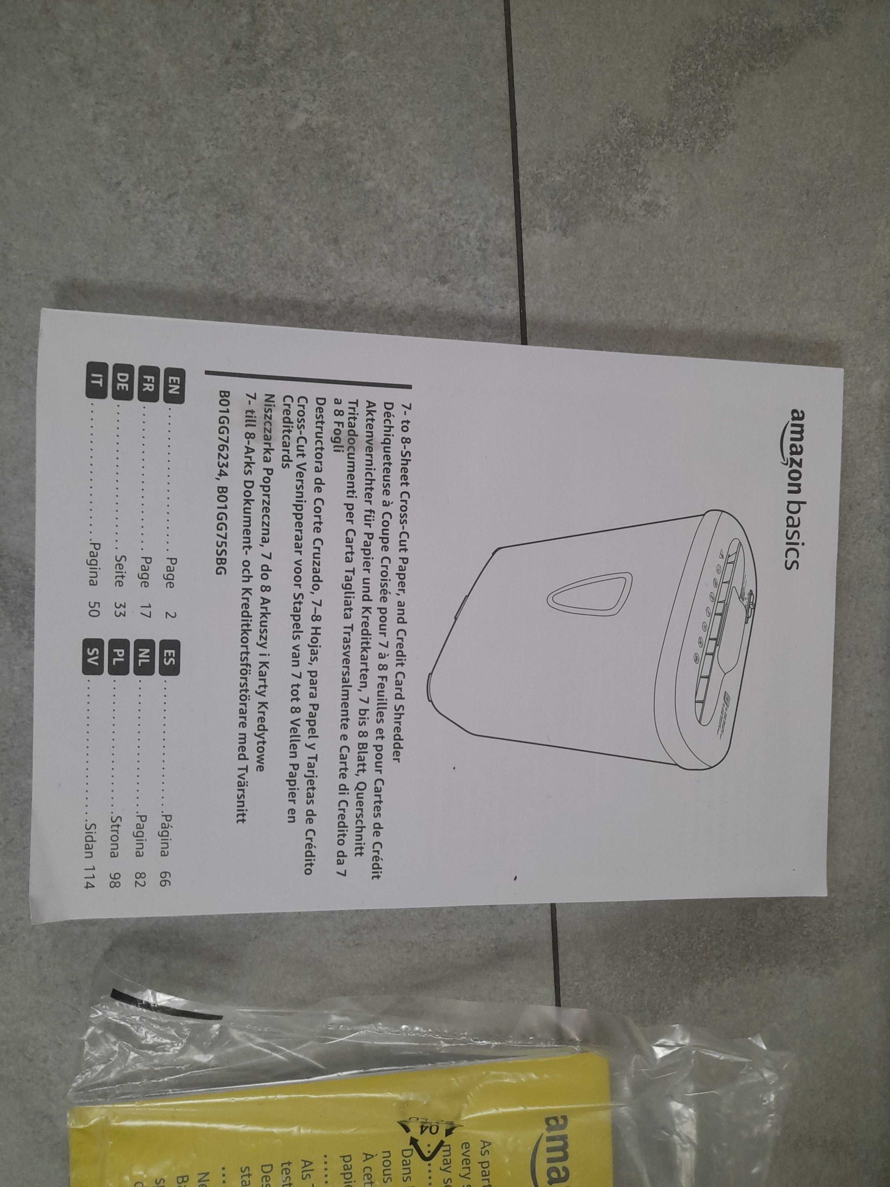 Niszczarka AmazonBasics b01gg76234