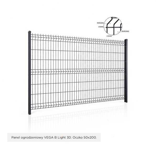 Ogrodzenie WIŚNIOWSKI antracyt PANEL 3D  2500x1230mm fi4 oczko 50x200