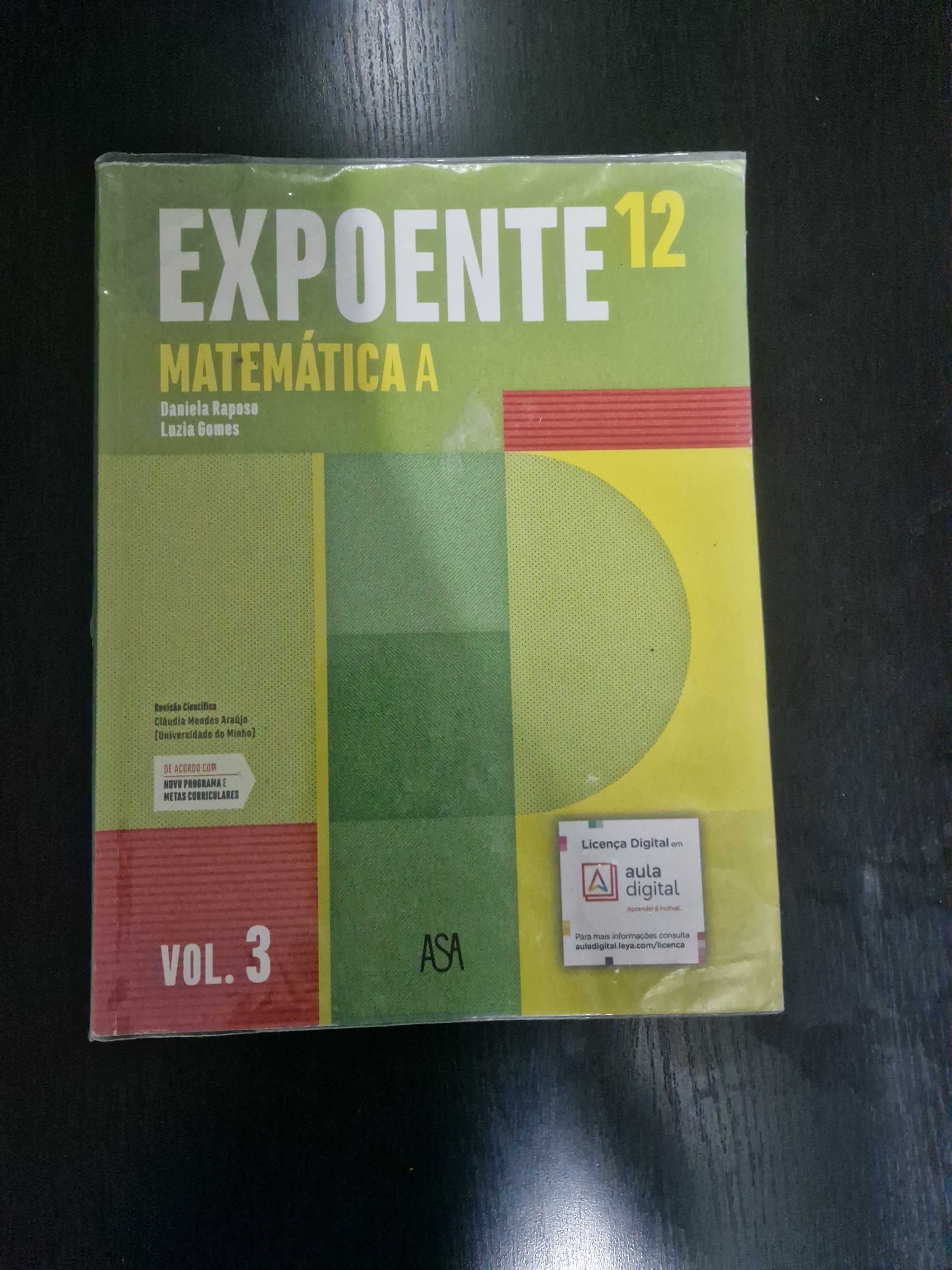 Manuais de matemática A 12° Ano - Expoente - Plastificados