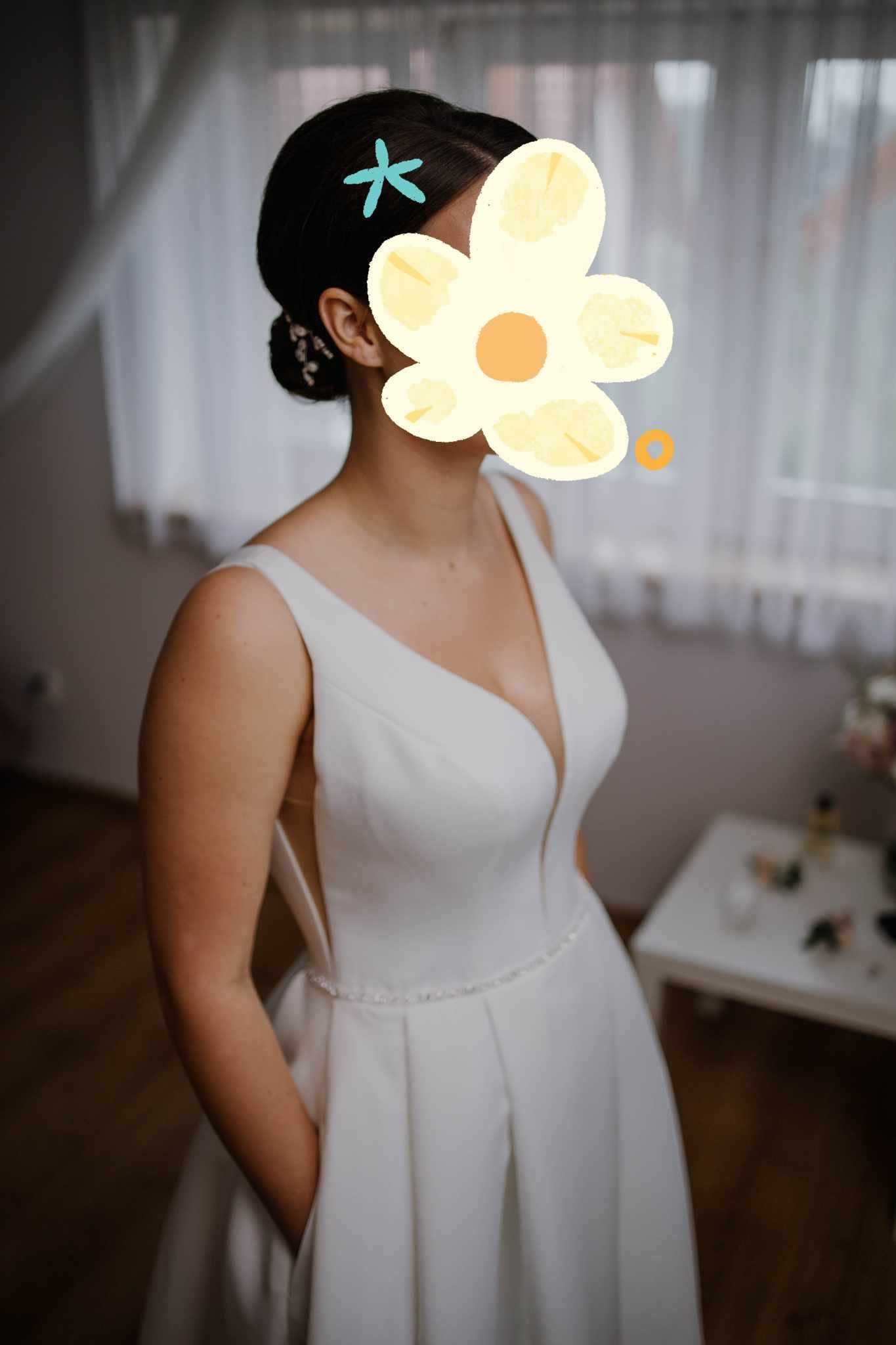 Dorset Herm's Bridal klasyczna jedwabna suknia ślubna z mikado 38 40