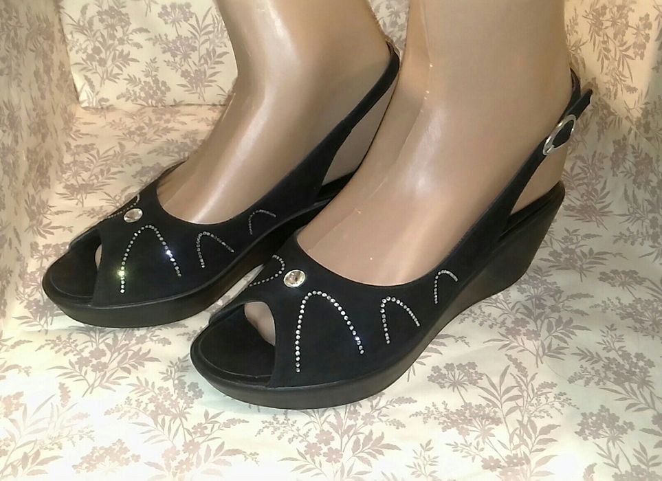 Туфли босоножки Сабо кожа на танкетке 43 р. Две пары Белые и Чёрные.