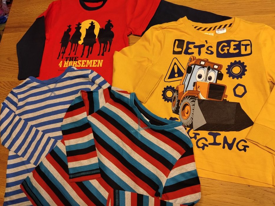 4 bluzy bluzki 2-3 latka koparka JCB  F&F