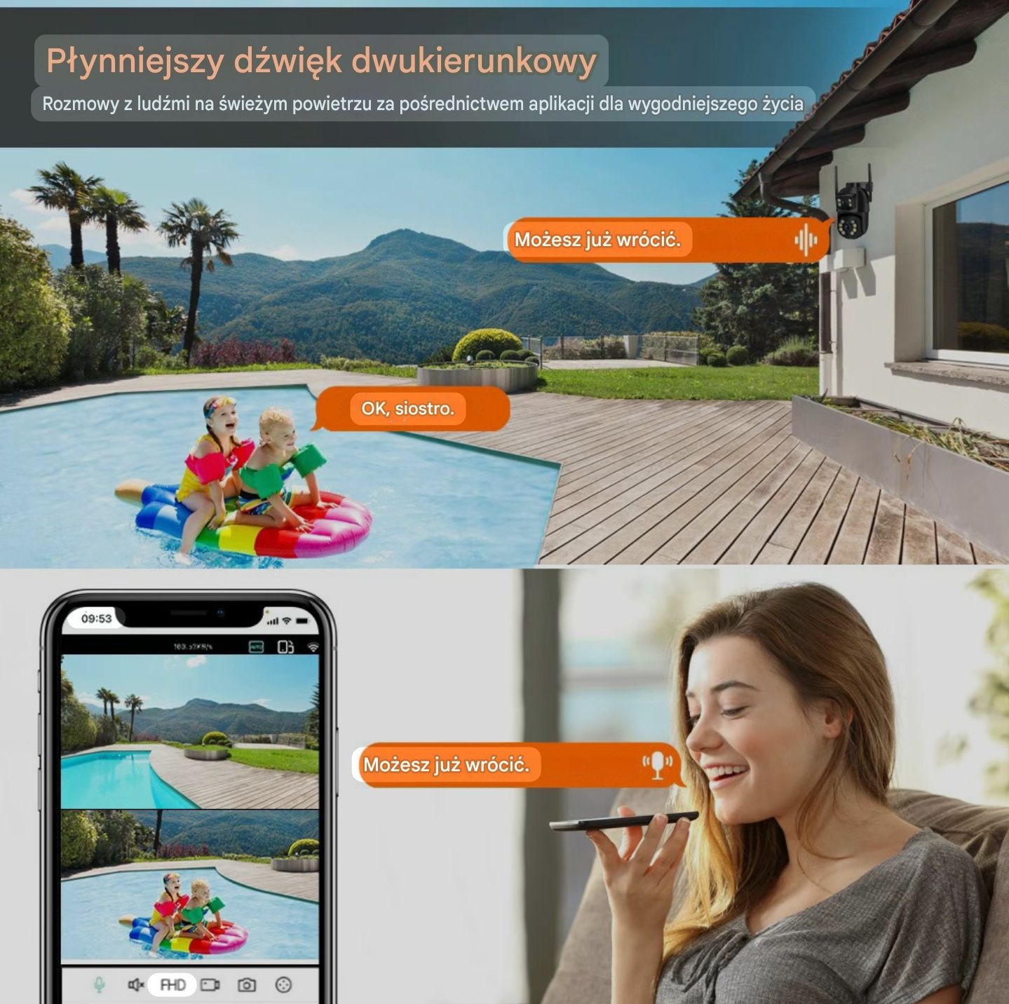 Kamera Wi-Fi 8MP 4K PTZ z podwójnym obiektywem i podwójnym ekranem