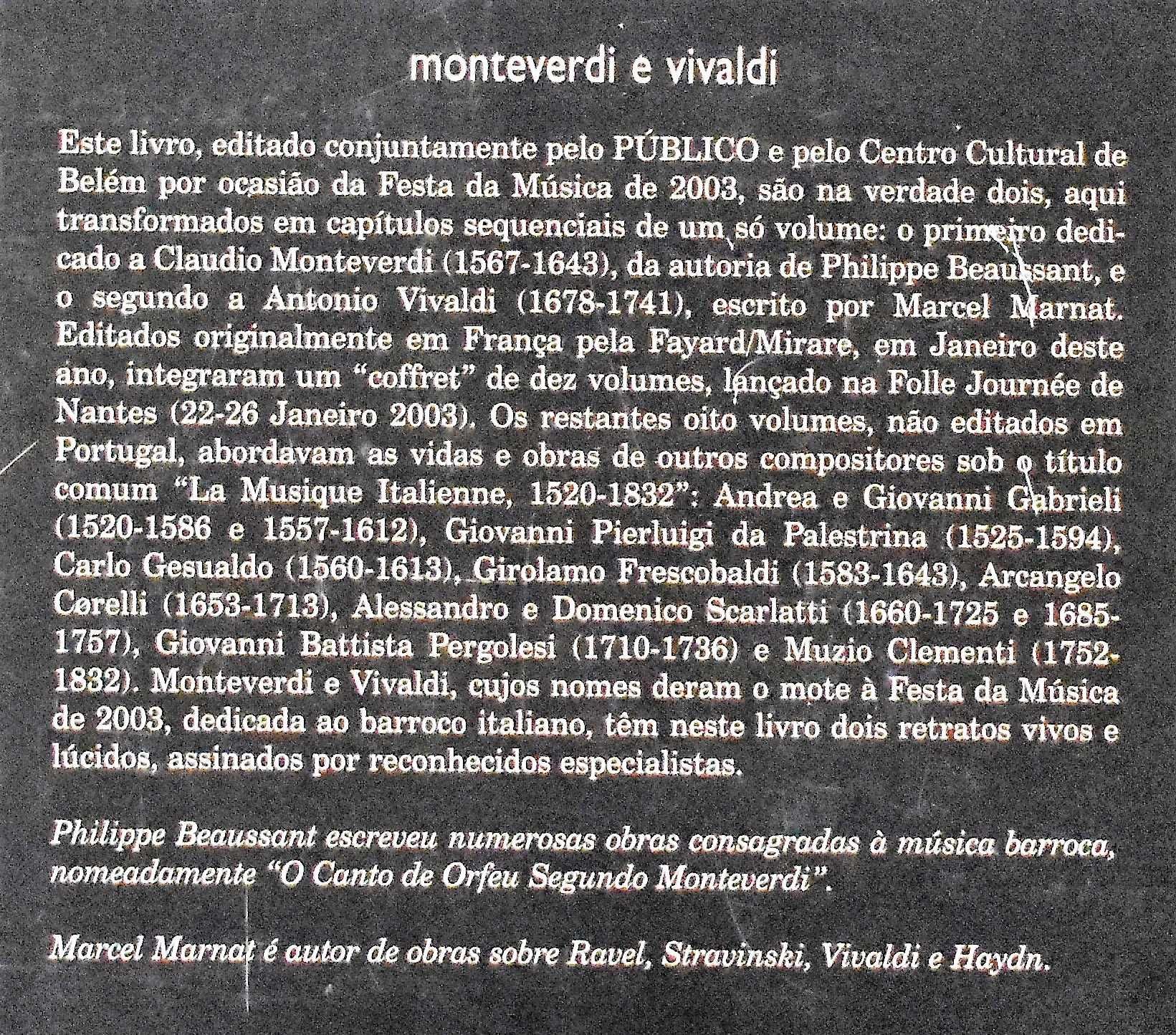 Monteverdi e Vivaldi de Philippe Beaussant e Marcel Marnat