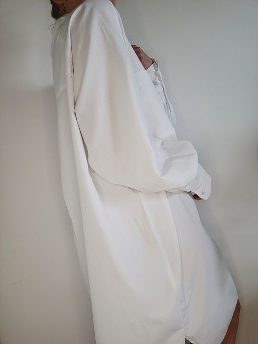 Biała sukienka koszulowa oversize jedwab bawełna premium LIST