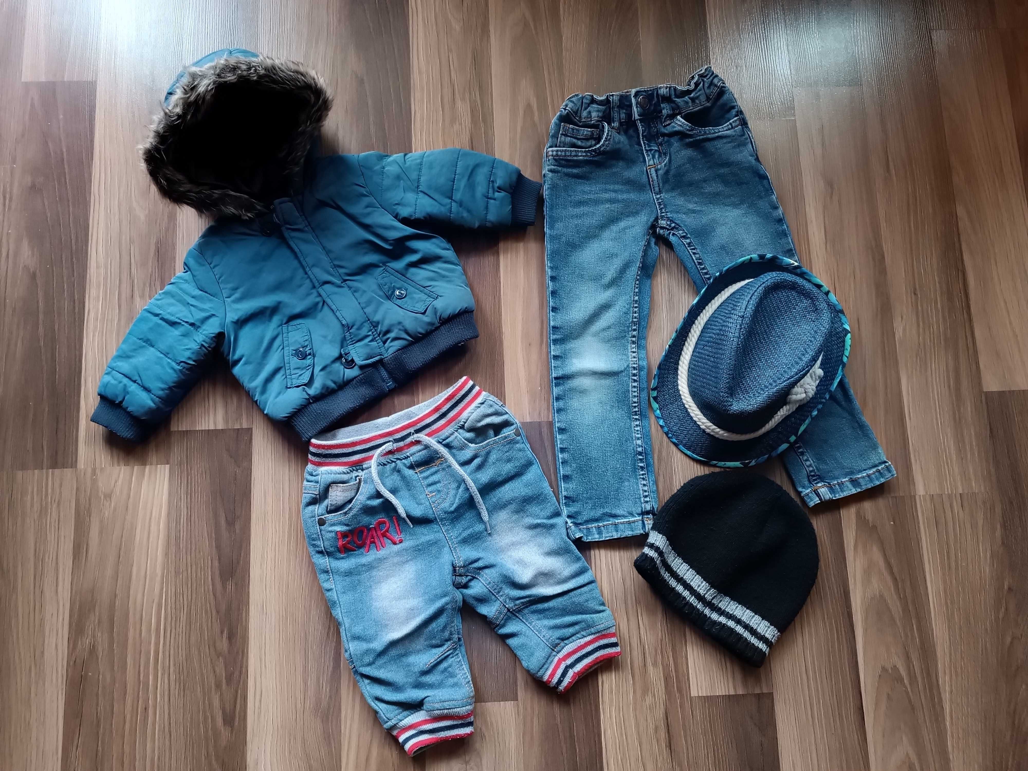Paczka ubrań Kurtka dziecięca Spodnie Dresy Bluzy Czapki różne rozmiar
