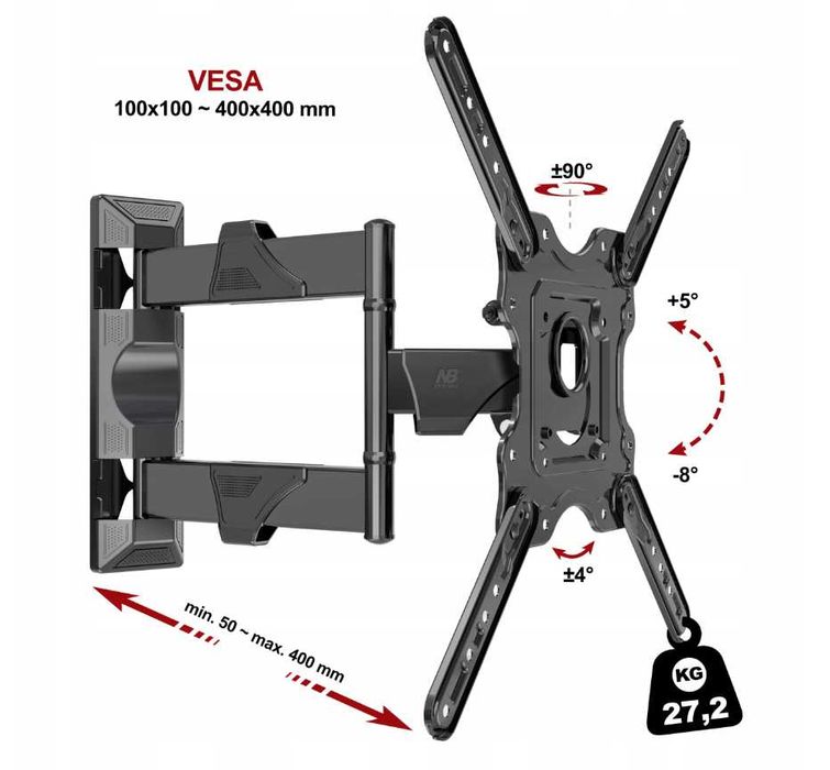 Mocny Obrotowy Uchwyt TV Wieszak Telewizor 32-55