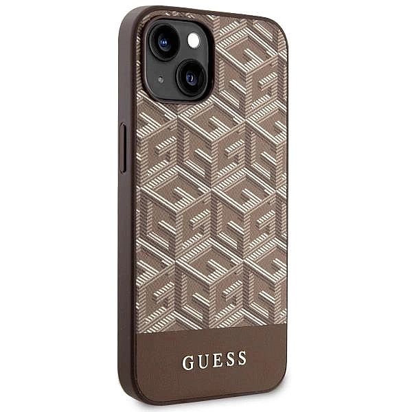 Etui Guess GCube Stripes MagSafe na iPhone 14 Plus - brązowe