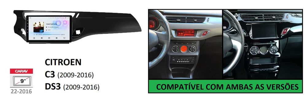 (NOVO) Rádio 2DIN 9" • CITROEN C3 / DS3 • (2009 a 2016) • Android GPS