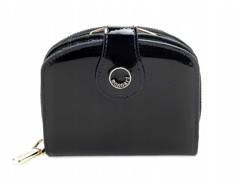 Monnari elegancki portfel damski skóra naturalna czarny rozbudowany