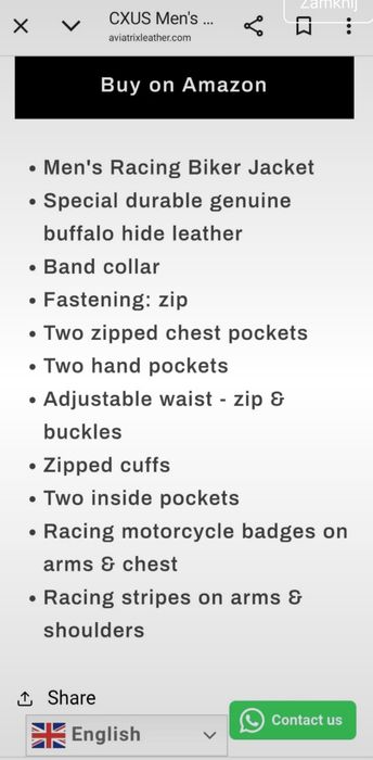 Skórzana męska kurtka, L/XL, Aviatrix