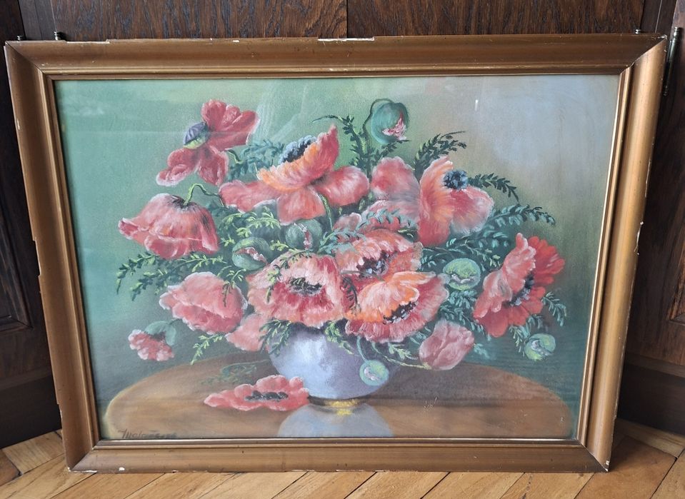 Obraz czerwone maki za szkłem