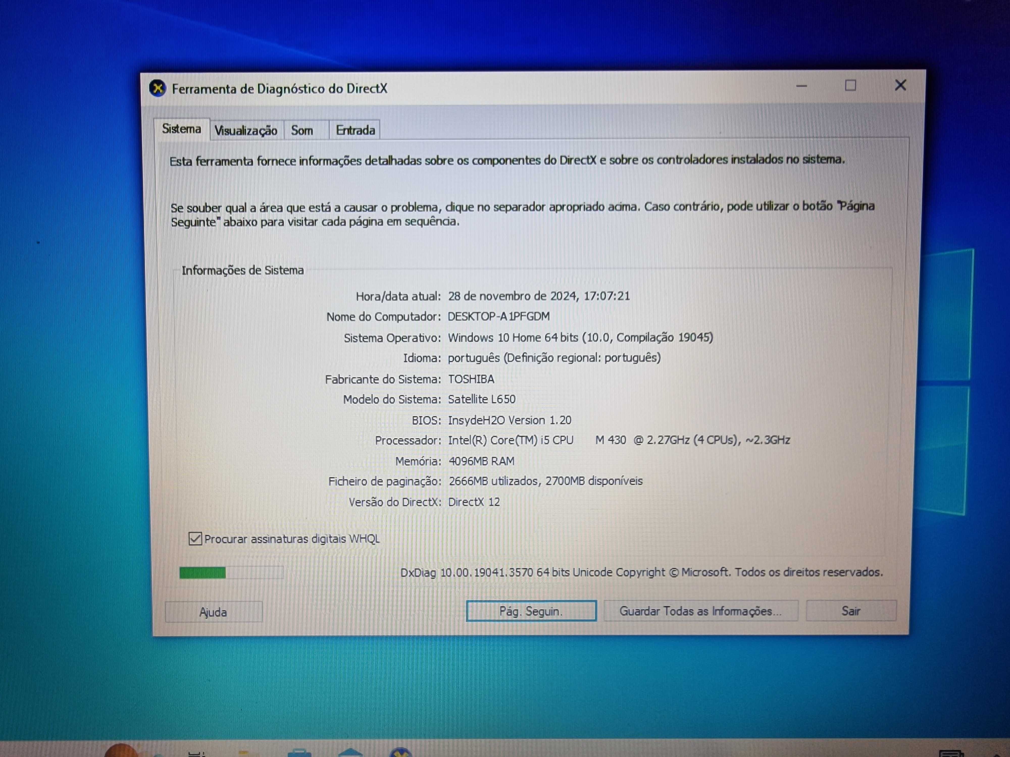 Portátil TOSHIBA Satellite L650-11F a Funcionar (15,6" com Windows 10)