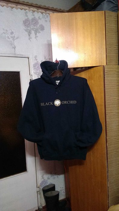 Черная толстовка с капюшоном - Балахон Gildan Heavy Blend размера L-XL