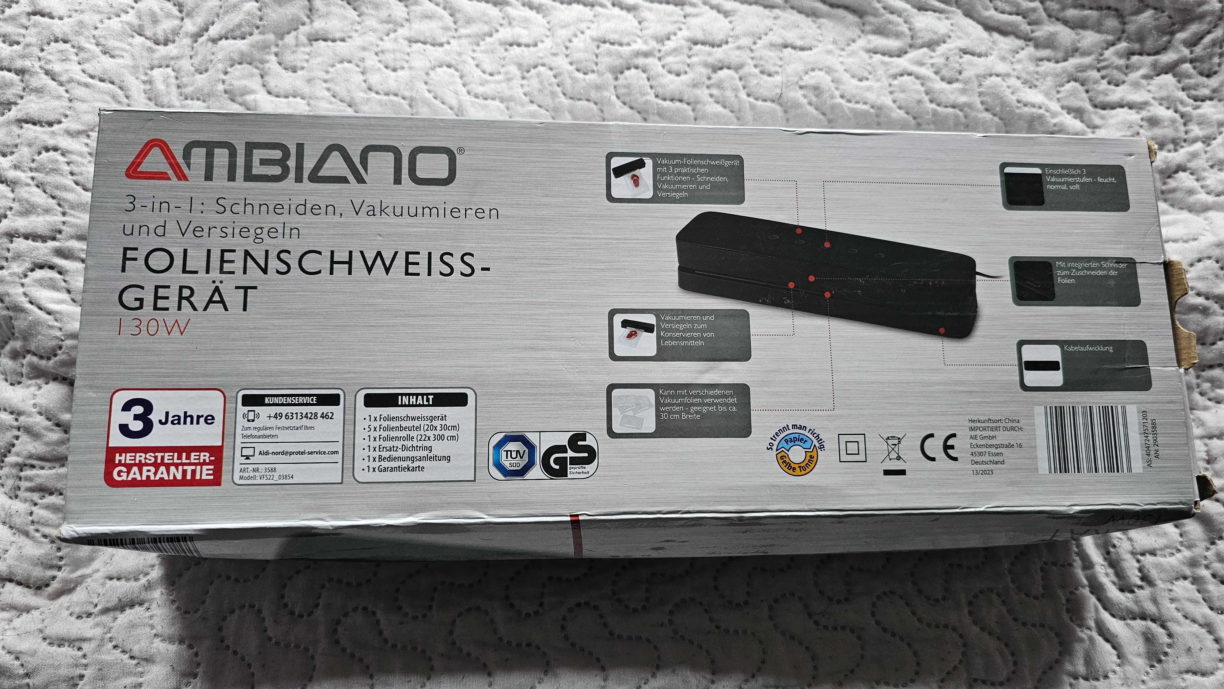 Zgrzewarka próżniowa Ambiano 3w1 130W pakowarka trymer 30cm