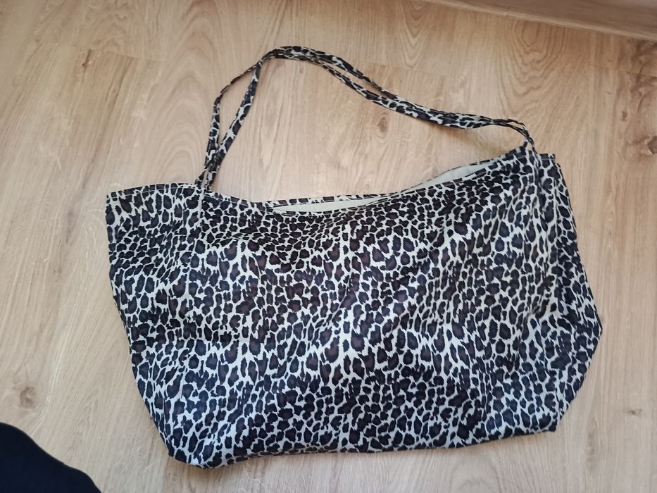 Pakowna zakupowa Shopper BAG torba w panterkę z kieszonką w środku