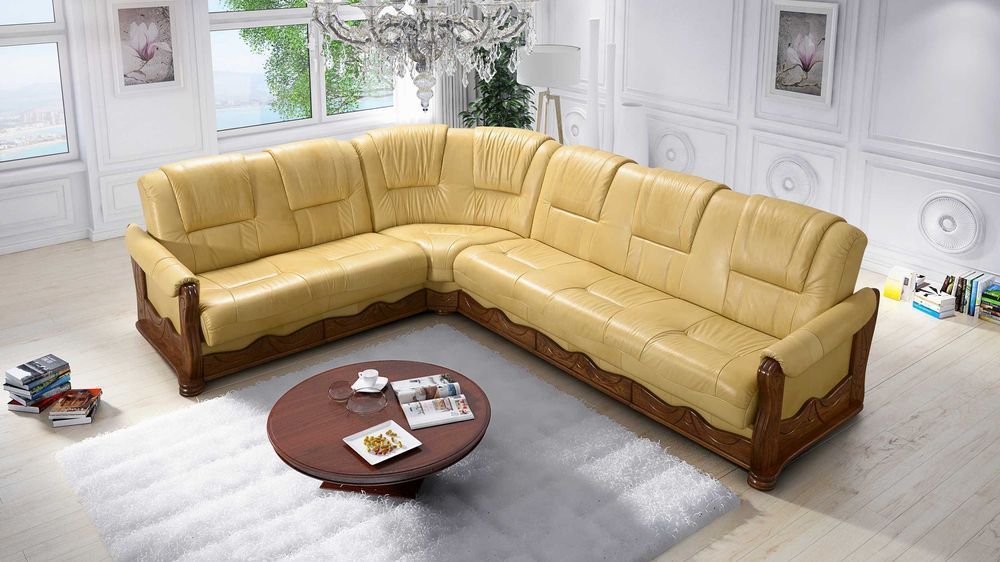 Narożnik wersalkowy skórzany 3/2 KOMFORT skóra naturalna/dąb PRODUCENT