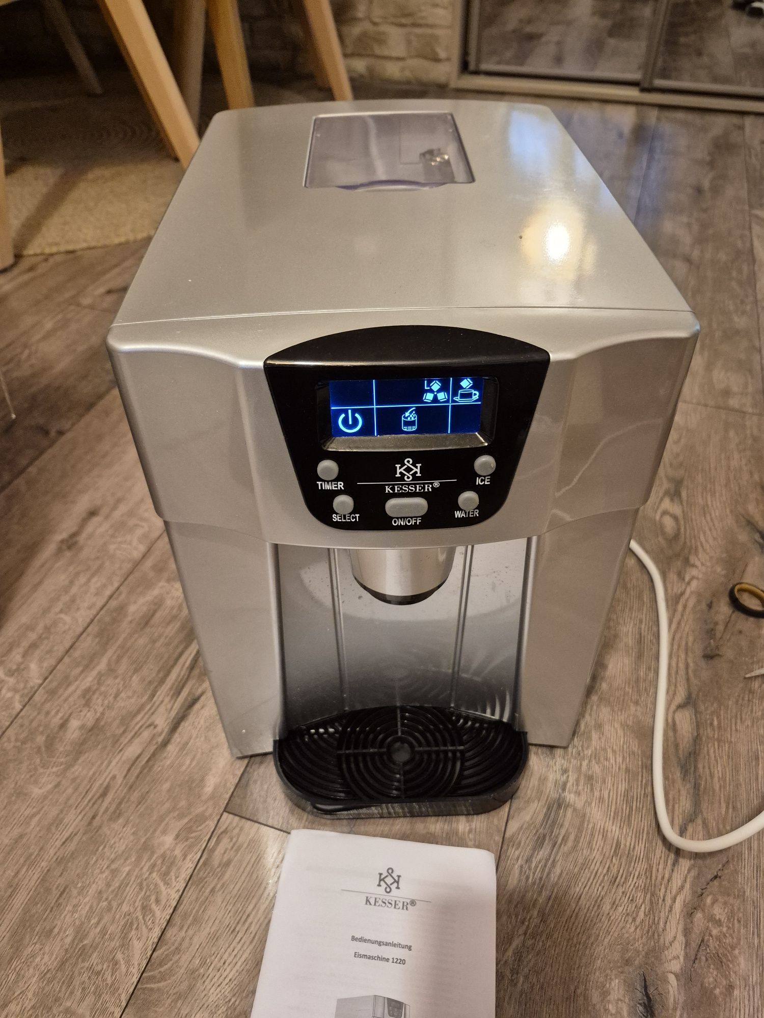 Kostkarka do lodu 12kg/24h srebrna/szara 100 W 2 ROZMIARY KOSTEK