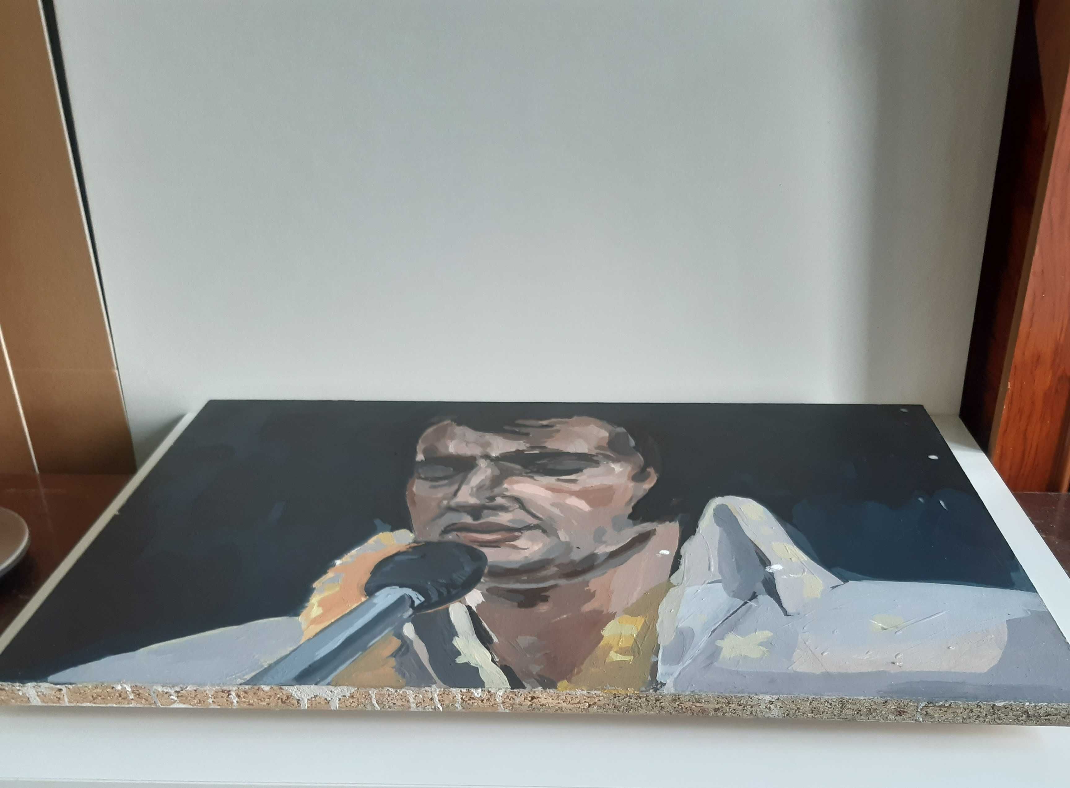 Quadro Pintura Elvis Presley 60x40cm Aglomerado Madeira