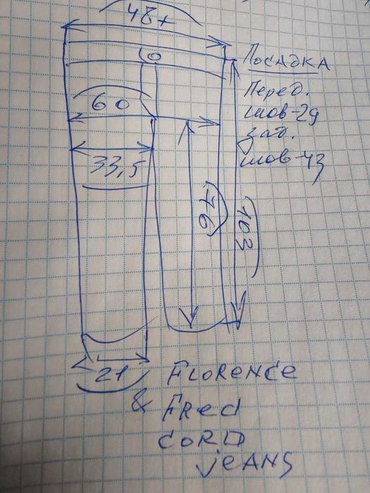 Джинсы вельвет Florence&Fred United Kingdom w38 stretch navy.