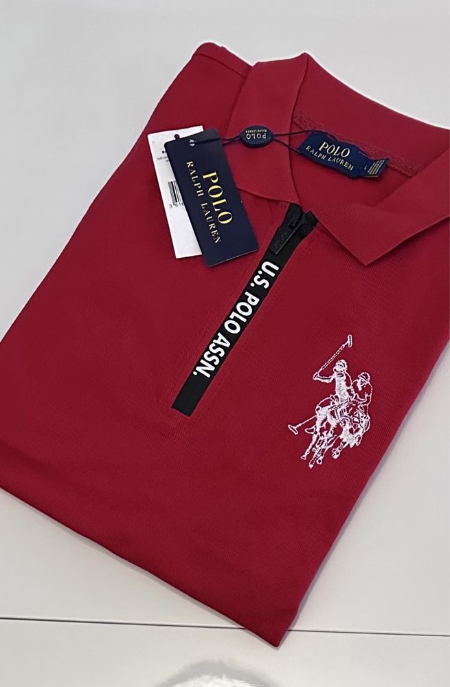 Polo kołnierzyk  U.S polo ASSN. czarna czerwona biała