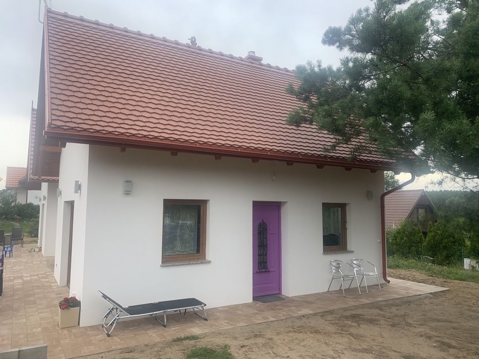 Lawendowy całoroczny komfortowy domek z kominkiem na Kaszubach