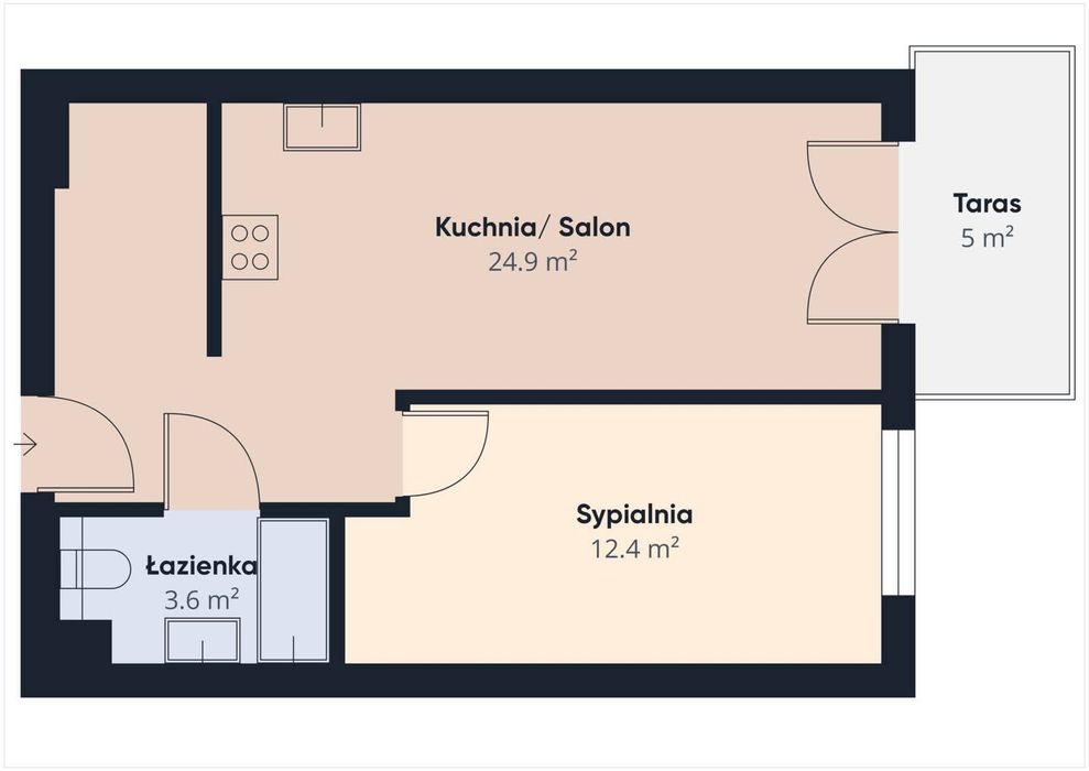 Mieszkanie 2 pokoje z ogrodem i parkingiem