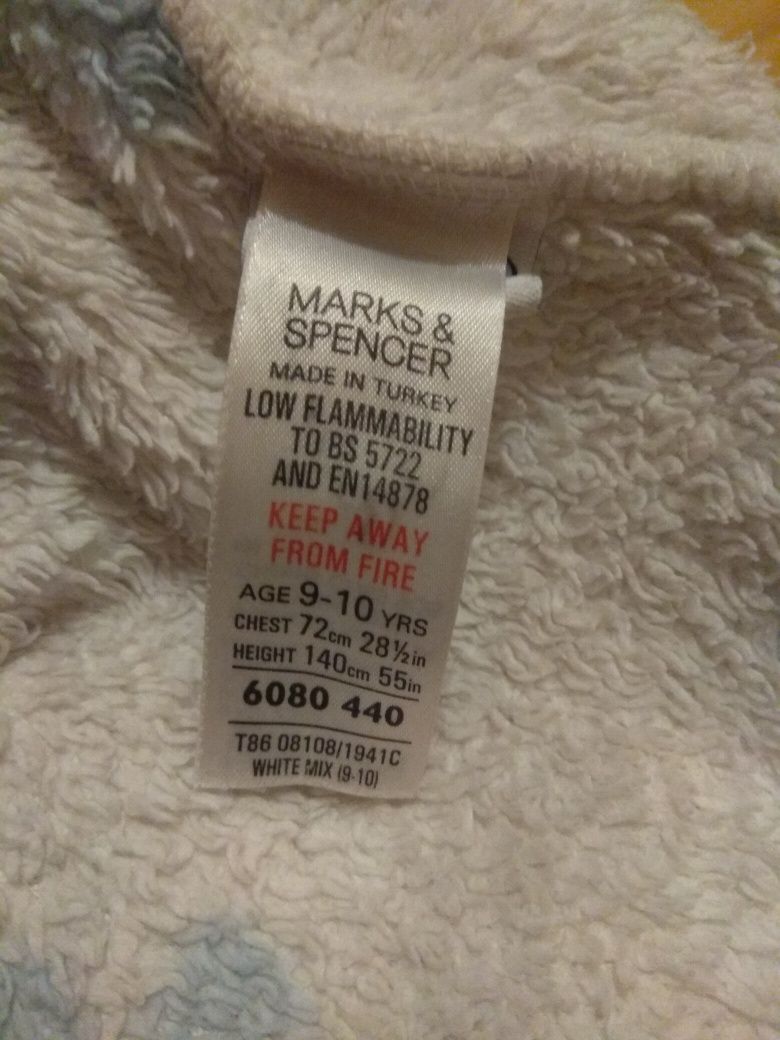 Ciepły szlafrok z misiem Marks & Spencer 9/10 lat