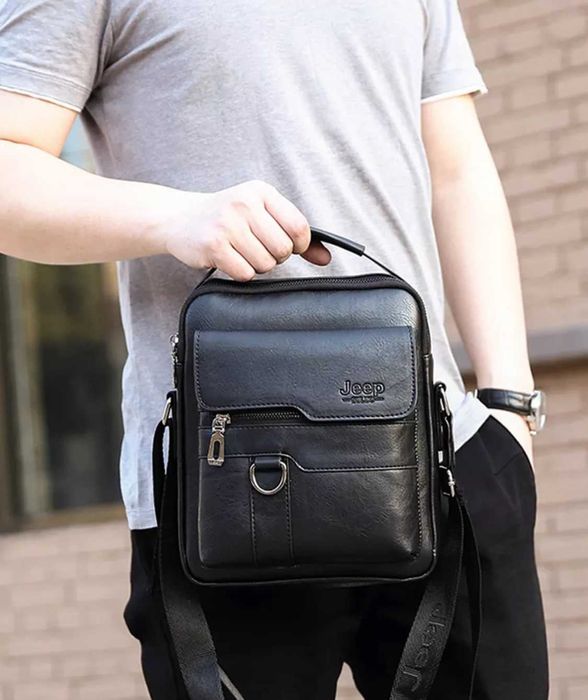 Чоловіча мужская коричневая сумка барсетка с ремешком на плечо Jeep 77