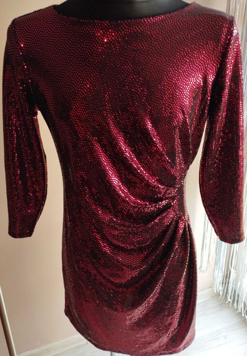 Bordowa wizytowa/sylwestrowa sukienka