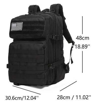 Mochila táctica militar estilo Miltec - 50 Litros - Preta