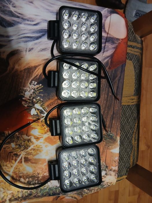 Reflektor roboczy LED, 4 szt., 4 cale, 48 W, kwadratowy reflektor LED