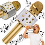 Mikrofon bezprzewodowy do karaoke złoty funkcja bluetooth głośnik usb