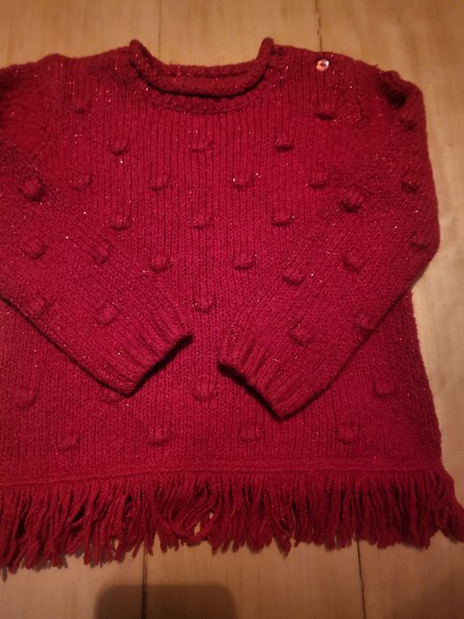 Czerwony sweter dla dziewczynki r. 92 98