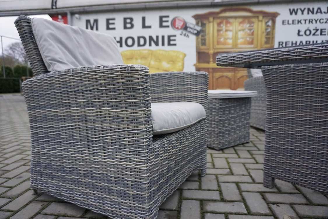 Zestaw z Technorattanu Sofa 3 osobowa + 2 Fotele + Stół + Pufa (w-978)