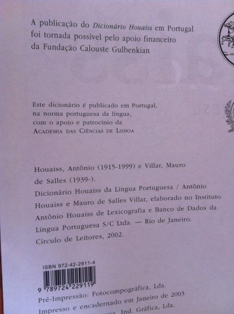 Dicionário Houaiss da Língua Portuguesa NOVO