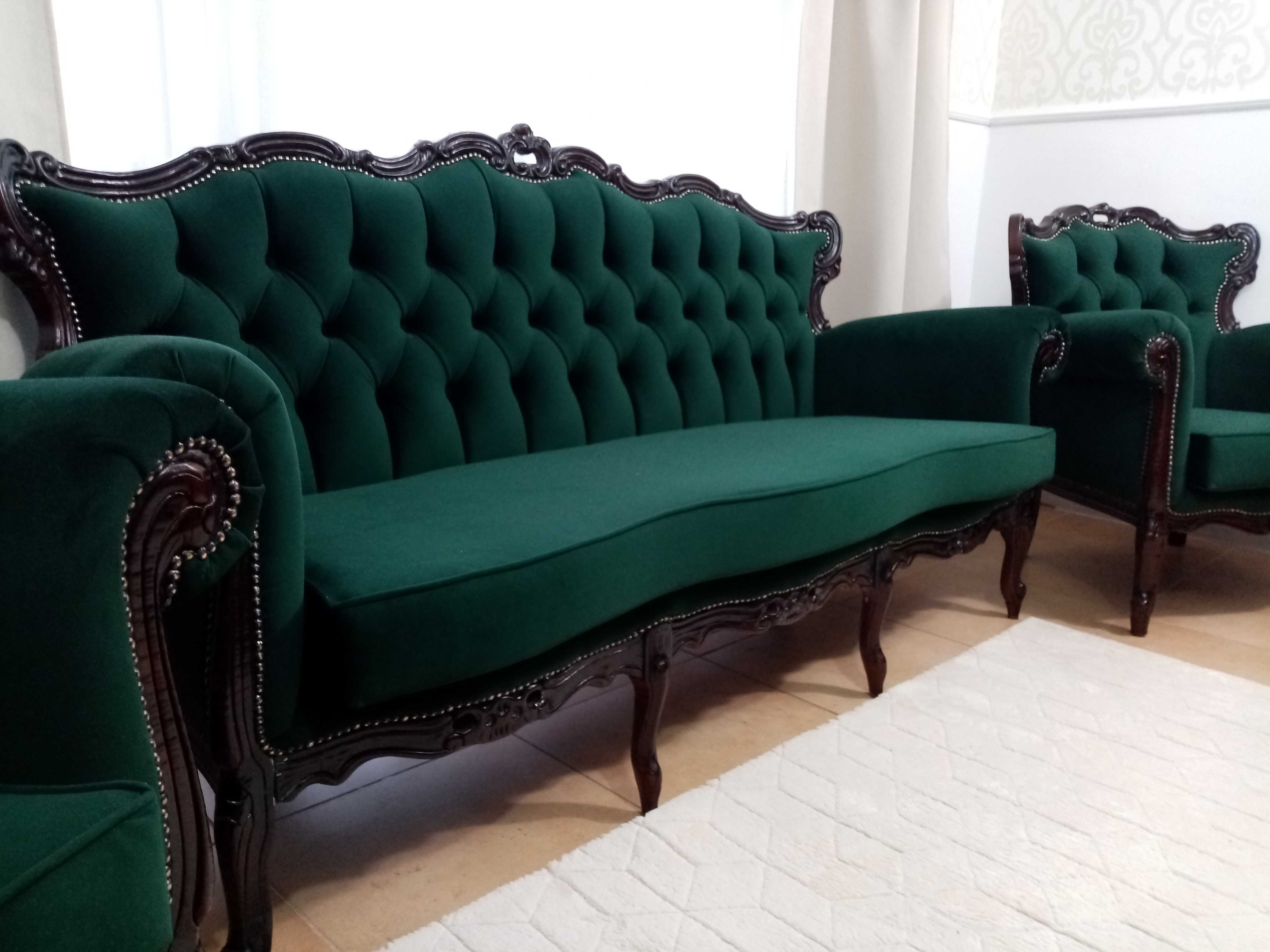 Komplet wypoczynkowy stylowy Ludwik Barok sofa fotele